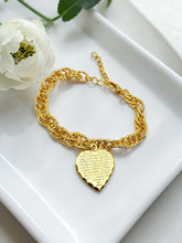 Load image into Gallery viewer, Twisted link bracelet Lord's Prayer heart pendant
