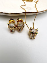 Load image into Gallery viewer, Small face of tiger emerald eyes jewelry set
