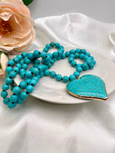 Load image into Gallery viewer, Long natural turquoise big heart pendant necklace
