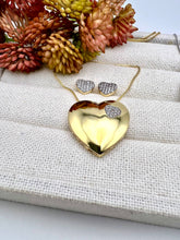 Load image into Gallery viewer, Golden heart pendant with studded heart detail set
