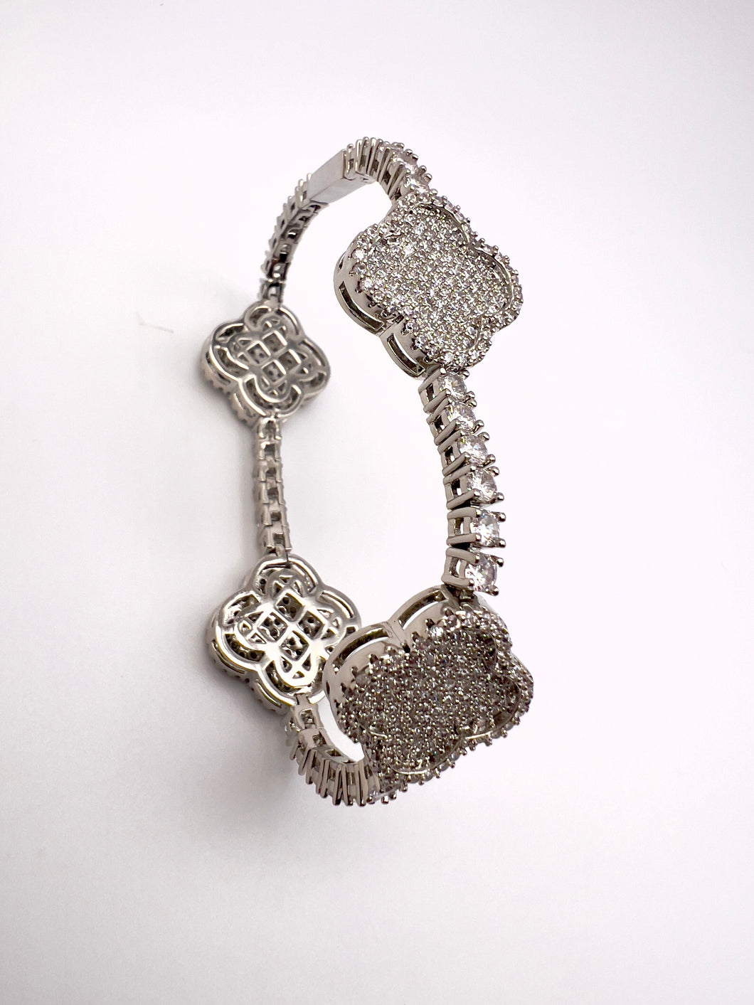 Fine studded clover bracelet