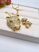 Load image into Gallery viewer, Crystal CZ tigers on the face jewelry set
