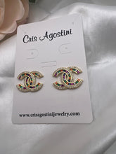 Load image into Gallery viewer, Famous design colorful micro cz CC earrings
