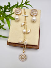 Load image into Gallery viewer, Pizza cz and cultured pearl earrings and necklace
