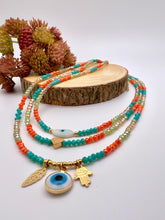 Load image into Gallery viewer, Colorful mini crystal greek eye details necklaces
