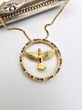 Load image into Gallery viewer, Micro CZ colorful Holy Spirit mandala necklace
