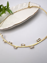 Load image into Gallery viewer, Ribbon choker with zirconia baguette necklace
