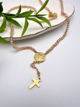 Load image into Gallery viewer, Dulce de leche crystal saint Bento rosary necklace
