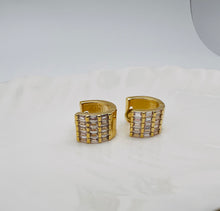 Load image into Gallery viewer, Baguettes in front wide small hoop earrings
