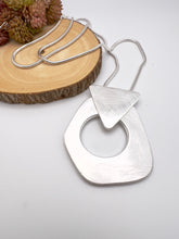 Load image into Gallery viewer, Brushed silver organic  long necklace
