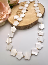 Load image into Gallery viewer, Mother of pearl hoop and necklace jewelry set
