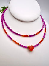 Load image into Gallery viewer, Coral heart necklace set with pink crystal
