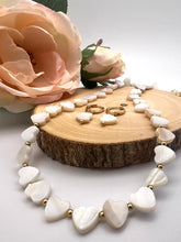 Load image into Gallery viewer, Mother of pearl hoop and necklace jewelry set
