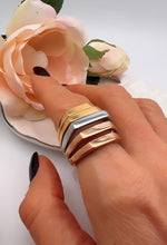 Load image into Gallery viewer, Wide 6 layers 3 colors gold plated ring
