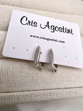 Load image into Gallery viewer, Light  small studded bar in front hoop earrings
