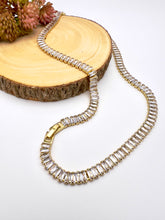 Load image into Gallery viewer, Baguette clear cz clasp jewel choker necklace
