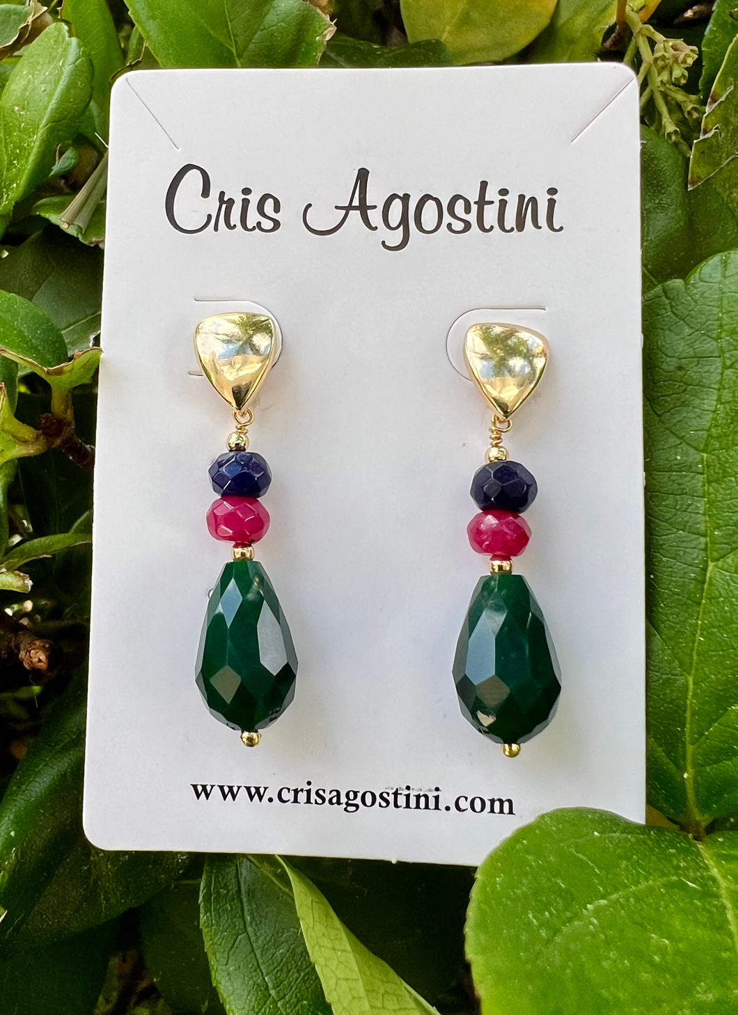 Jade safira rubellite emerald jade drop earrings