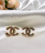 Load image into Gallery viewer, Famous design colorful micro cz CC earrings
