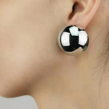 Load image into Gallery viewer, Half ball button silver plated earrings
