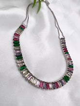 Load image into Gallery viewer, Colorful baguette double chain choker necklace
