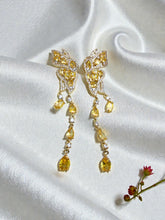 Load image into Gallery viewer, Long butterfly earrings side style.

