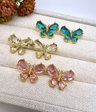 Load image into Gallery viewer, Updated crystal butterfly earrings
