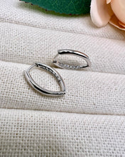 Load image into Gallery viewer, Almond shaped cz detail inside  hoop earrings
