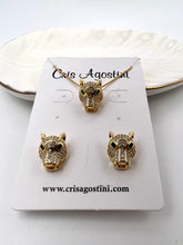 Load image into Gallery viewer, Small face of tiger emerald eyes jewelry set
