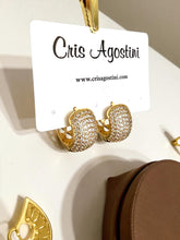Load image into Gallery viewer, Classic large studded cz hoop earrings
