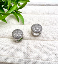 Load image into Gallery viewer, Round studded pave clip-on earrings
