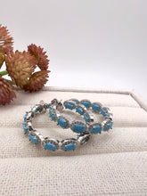 Load image into Gallery viewer, Turquoise and pave cz hoop earrings
