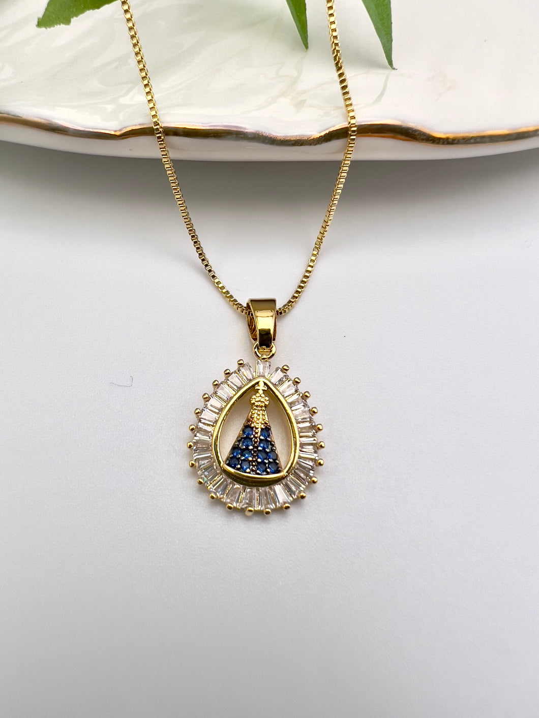 Our Lady of Aparecida drop cz necklace