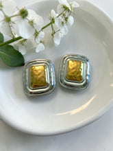 Load image into Gallery viewer, Organic gold and silver square earrings
