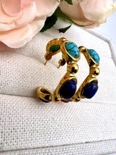 Load image into Gallery viewer, Four natural gemstones push back hoop earrings
