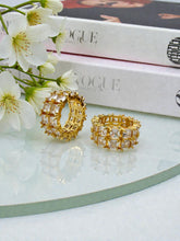 Load image into Gallery viewer, Large ring with two rows of square cz
