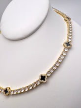 Load image into Gallery viewer, Fine clover detail tennis cz choker necklace
