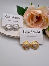 Load image into Gallery viewer, Button with cz strips earrings
