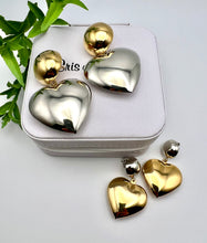 Load image into Gallery viewer, Two colors plain heart earrings
