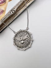 Load image into Gallery viewer, Holy Spirit portuguese mandala cz studded rhodium necklace
