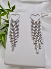 Load image into Gallery viewer, Heart base cz diamond tassel earrings
