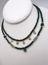 Load image into Gallery viewer, Set of 2 green crystal pendants choker necklace
