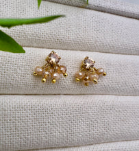 Load image into Gallery viewer, Round champagne cz crystal cluster earrings
