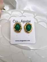 Load image into Gallery viewer, Organic oval natural gemstone earrings
