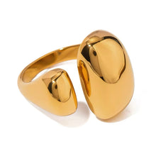 Load image into Gallery viewer, Organic ring open at the top gold plated
