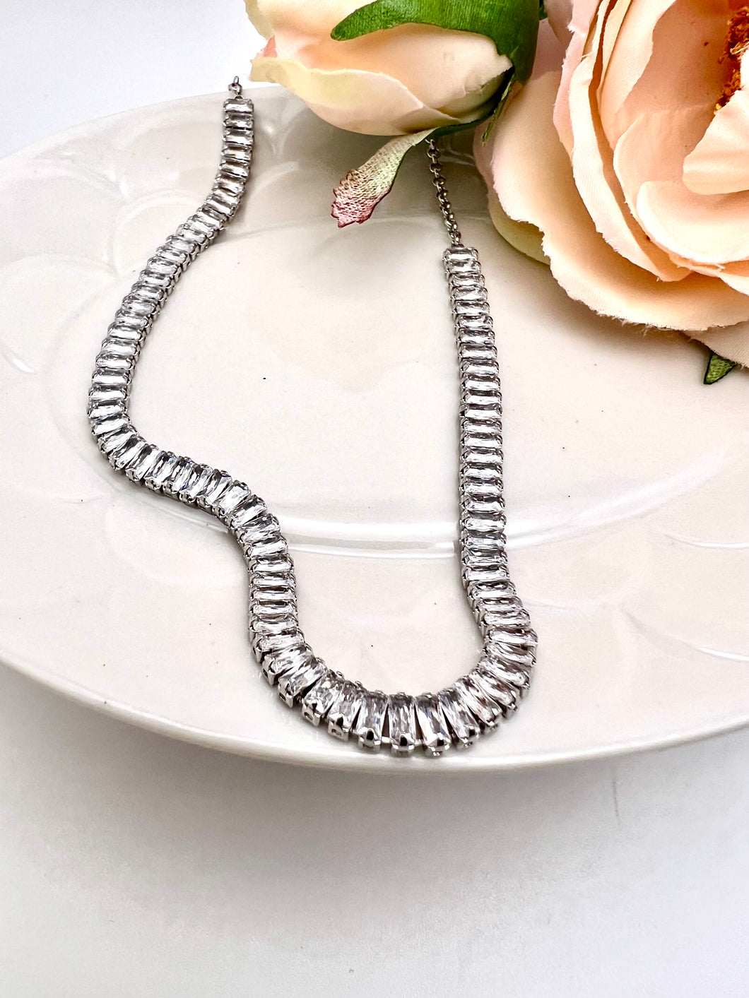 Delicate diamond cz choker necklace Valentina Collection