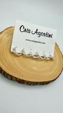 Load image into Gallery viewer, Set of 3 hoop earrings baguettes in front
