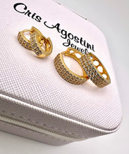 Load image into Gallery viewer, Medium and Small classic cz hoop set earrings
