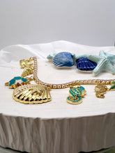 Load image into Gallery viewer, Tennis choker with sea shell  pendants necklace
