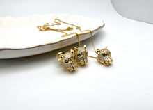 Load image into Gallery viewer, Small face of tiger emerald eyes jewelry set
