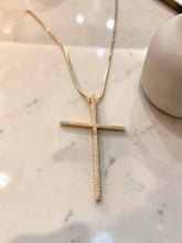Load image into Gallery viewer, Stick-style crucifix set with cz diamonds necklace
